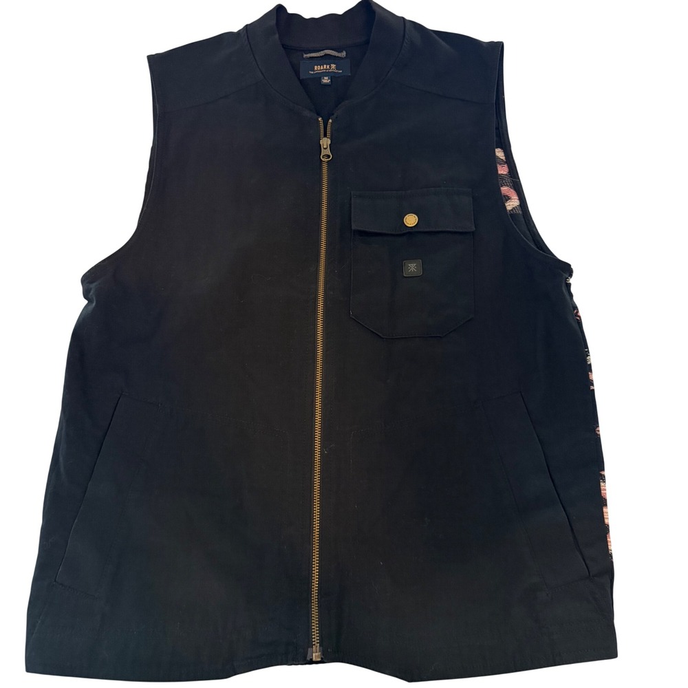 Roark Revival Mens Southwestern Pattern Back Canvas Utility Vest Black Medium